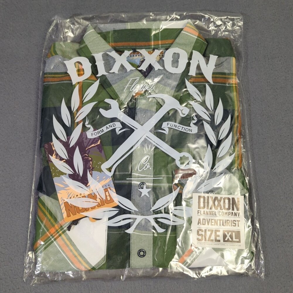 Dixxon Flannel Shirt Men's XL Green Plaid Adventurist Flannel Button Long Sleeve